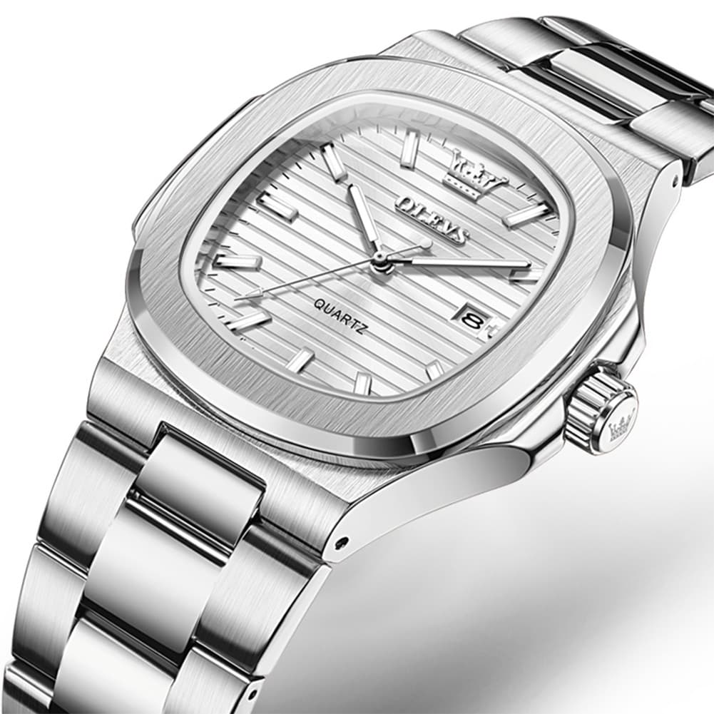 OLEVS 3696 Octagon Embossed Dial Luxury Sport Watch for Men - Rose Gold White Watch | Olevs Watch Store