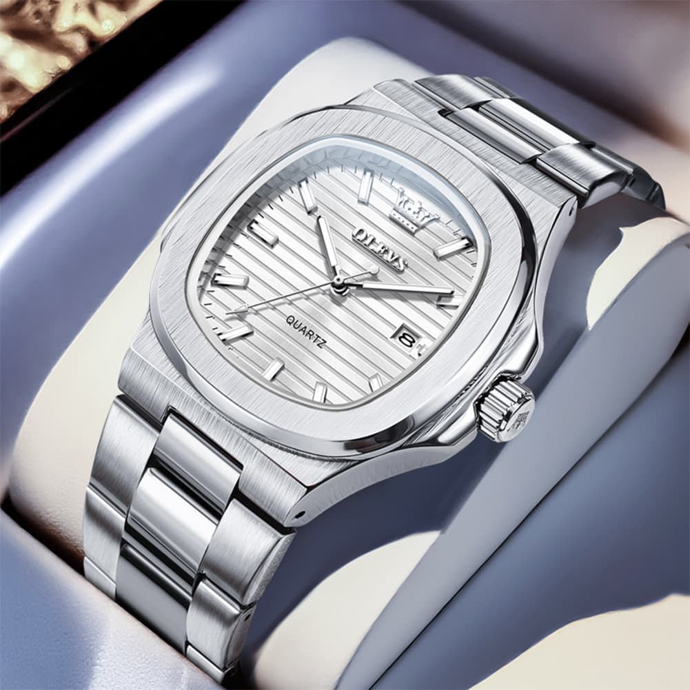 OLEVS 3696 Octagon Embossed Dial Luxury Sport Watch for Men - Rose Gold White Watch | Olevs Watch Store