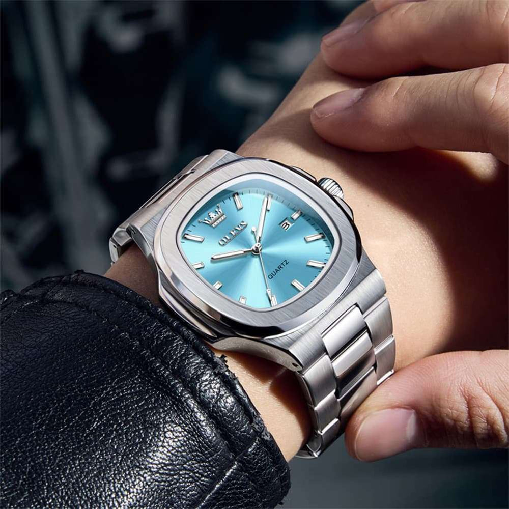 OLEVS 3696 Octagon Embossed Dial Luxury Sport Watch for Men