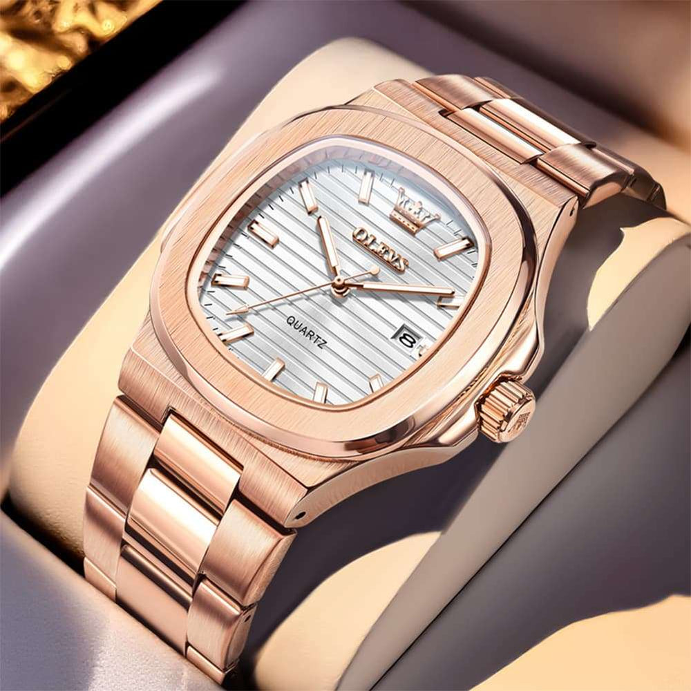 OLEVS 3696 Octagon Embossed Dial Luxury Sport Watch for Men