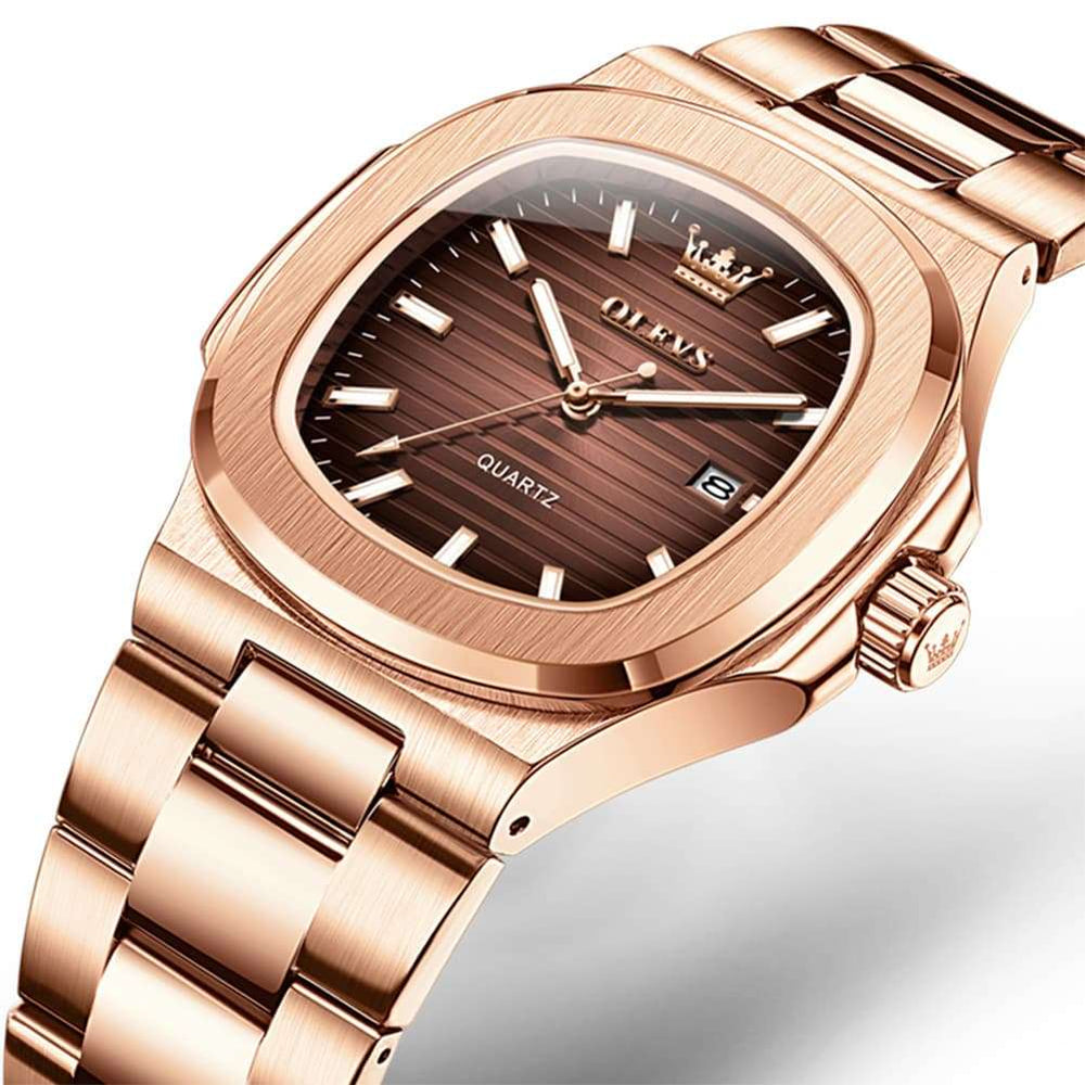 OLEVS 3696 Octagon Embossed Dial Luxury Sport Watch for Men