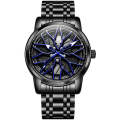 OLEVS 3701 Racing Wheel Openwork Sport Mens Quartz Watch - Dynamic Blue Watch | Olevs Watch Store
