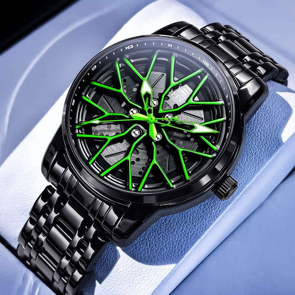 OLEVS 3701 Racing Wheel Openwork Sport Mens Quartz Watch