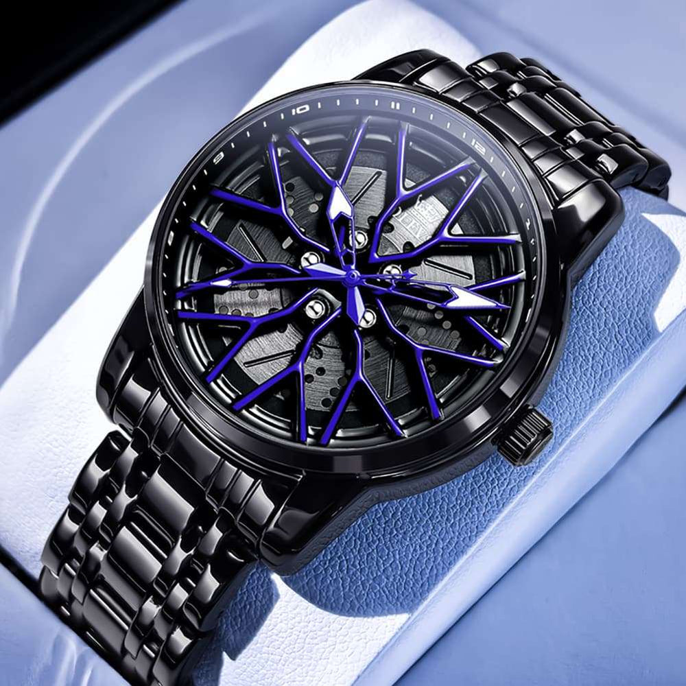 OLEVS 3701 Racing Wheel Openwork Sport Mens Quartz Watch