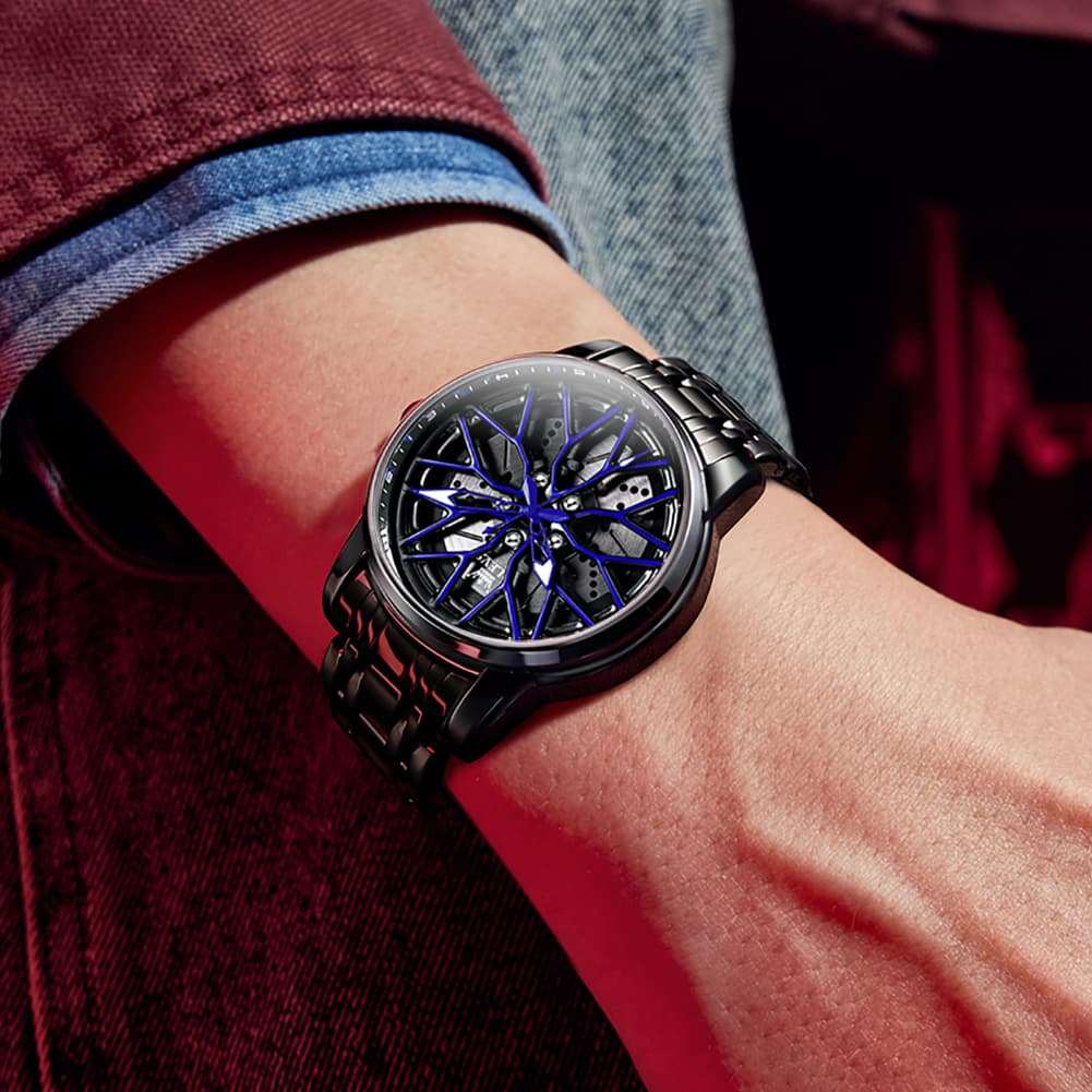 OLEVS 3701 Racing Wheel Openwork Sport Mens Quartz Watch