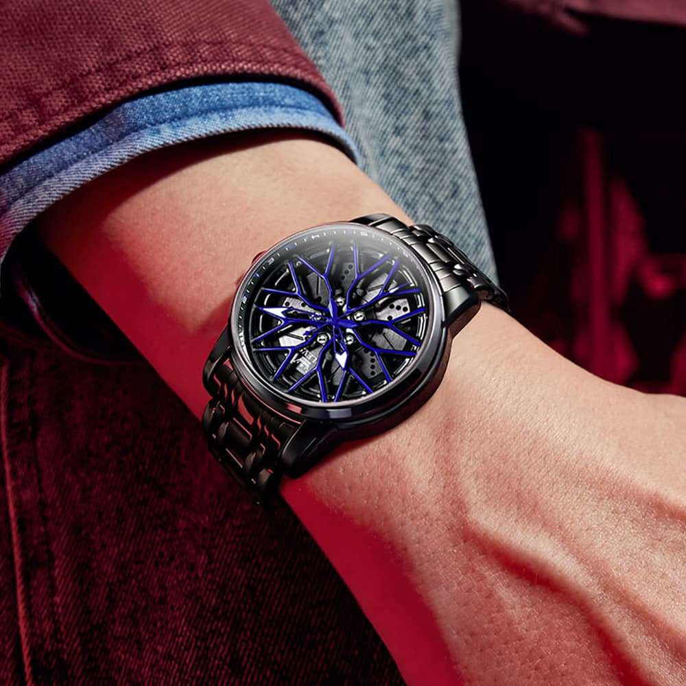 OLEVS 3701 Racing Wheel Openwork Sport Mens Quartz Watch