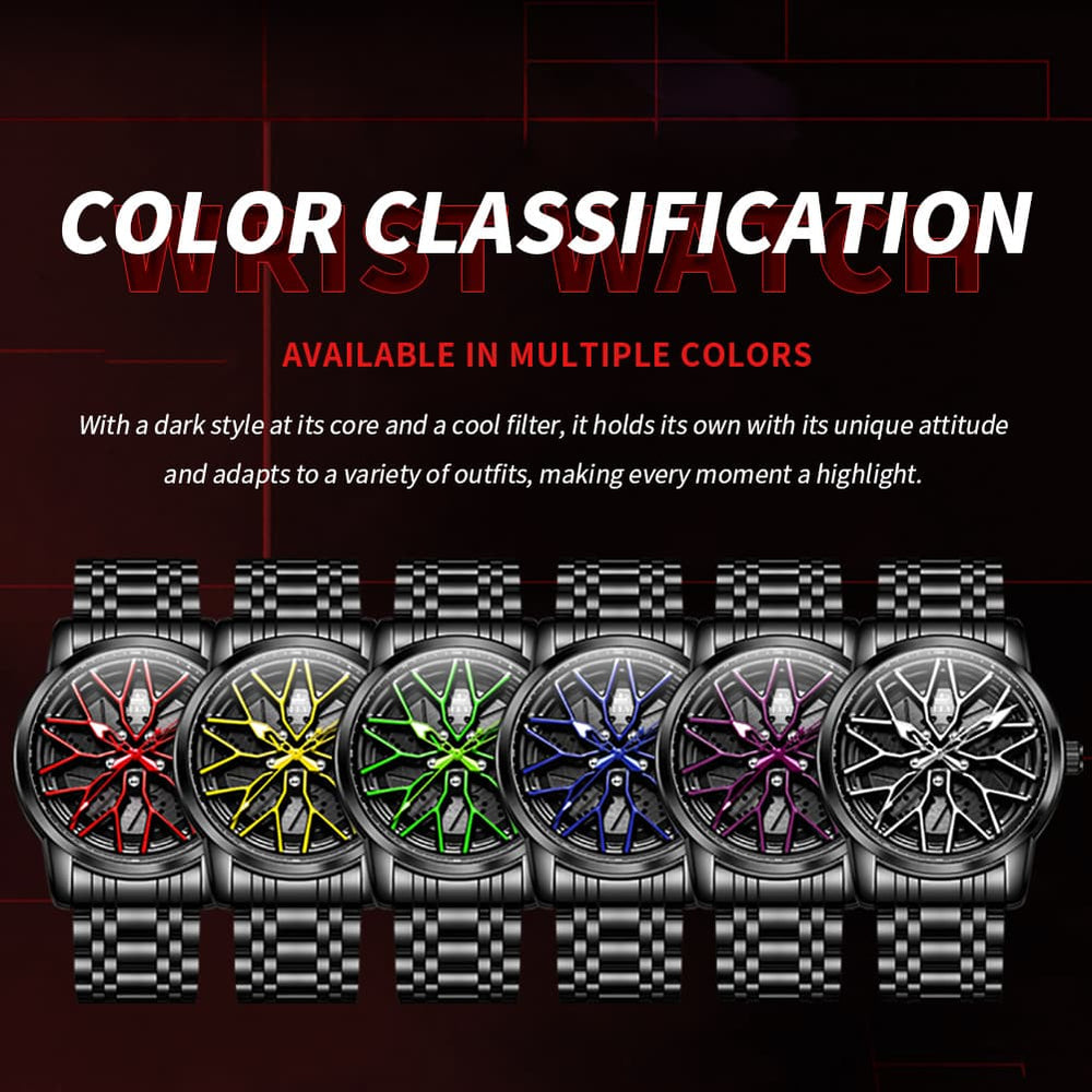 OLEVS 3701 Racing Wheel Openwork Sport Mens Quartz Watch - Mechanical Silver Watch | Olevs Watch Store
