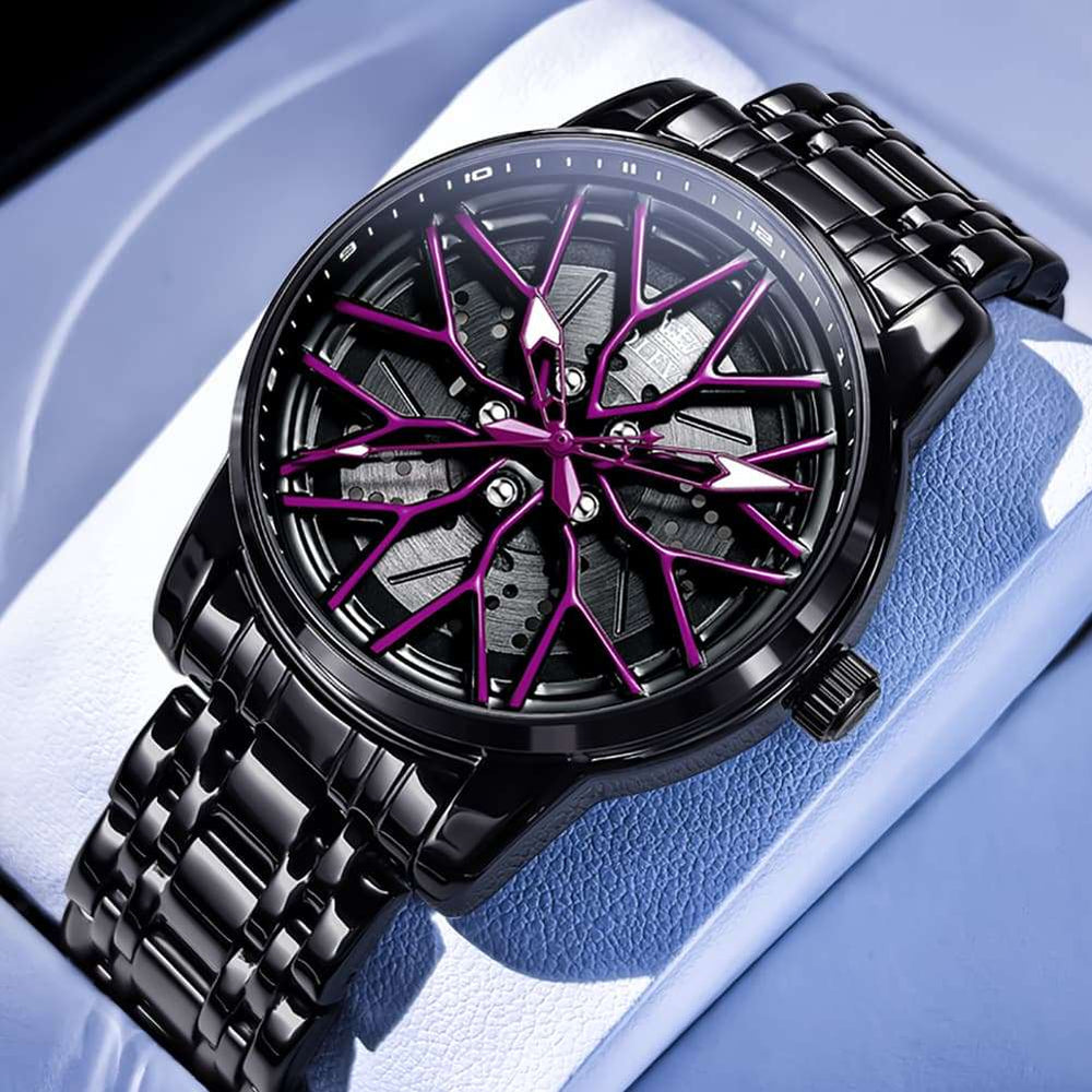 OLEVS 3701 Racing Wheel Openwork Sport Mens Quartz Watch