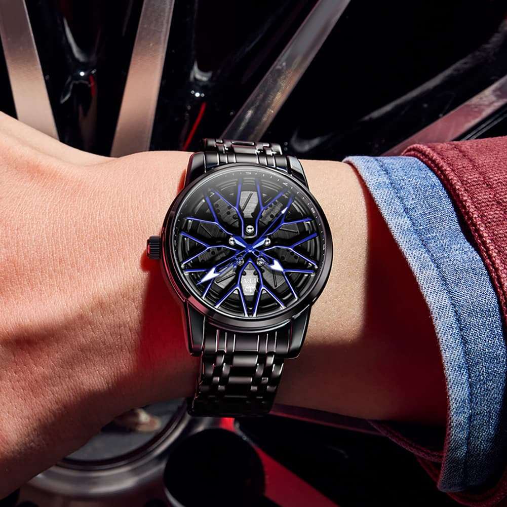 OLEVS 3701 Racing Wheel Openwork Sport Mens Quartz Watch