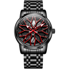 OLEVS 3701 Racing Wheel Openwork Sport Mens Quartz Watch - Phantom Red Watch | Olevs Watch Store