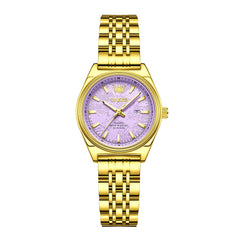 OLEVS 3703 Elegant Textured Dial Stainless Steel Womens Watch - Gold Purple Watch | Olevs Watch Store
