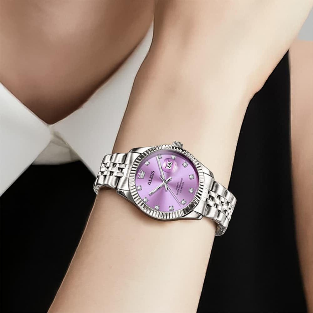 OLEVS 3705 Classic Luxury Fluted Bezel Quartz Watch for Women - Two-Tone Gold Watch | Olevs Watch Store