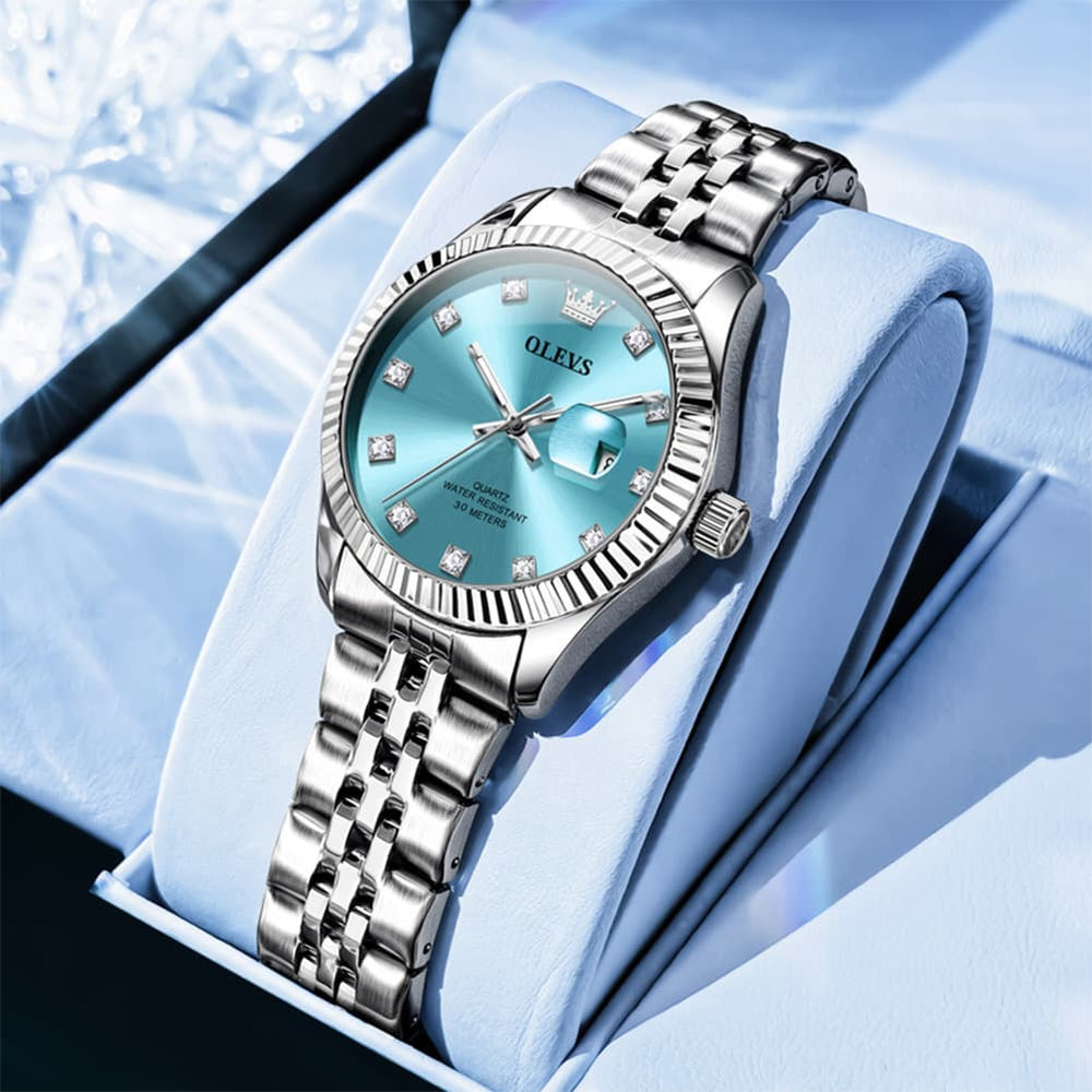 OLEVS 3705 Classic Luxury Fluted Bezel Quartz Watch for Women - Two-Tone Gold Watch | Olevs Watch Store