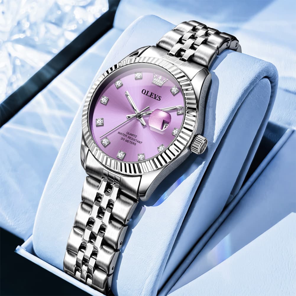 OLEVS 3705 Classic Luxury Fluted Bezel Quartz Watch for Women - Two-Tone Gold Watch | Olevs Watch Store