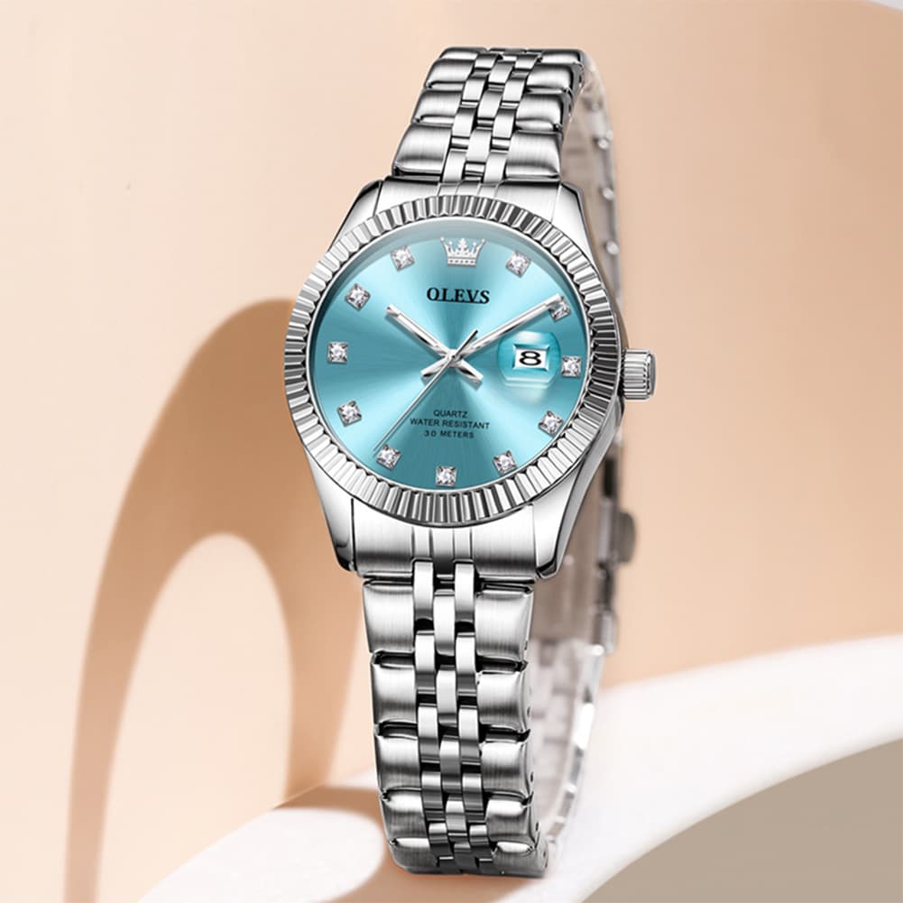 OLEVS 3705 Classic Luxury Fluted Bezel Quartz Watch for Women - Two-Tone Gold Watch | Olevs Watch Store