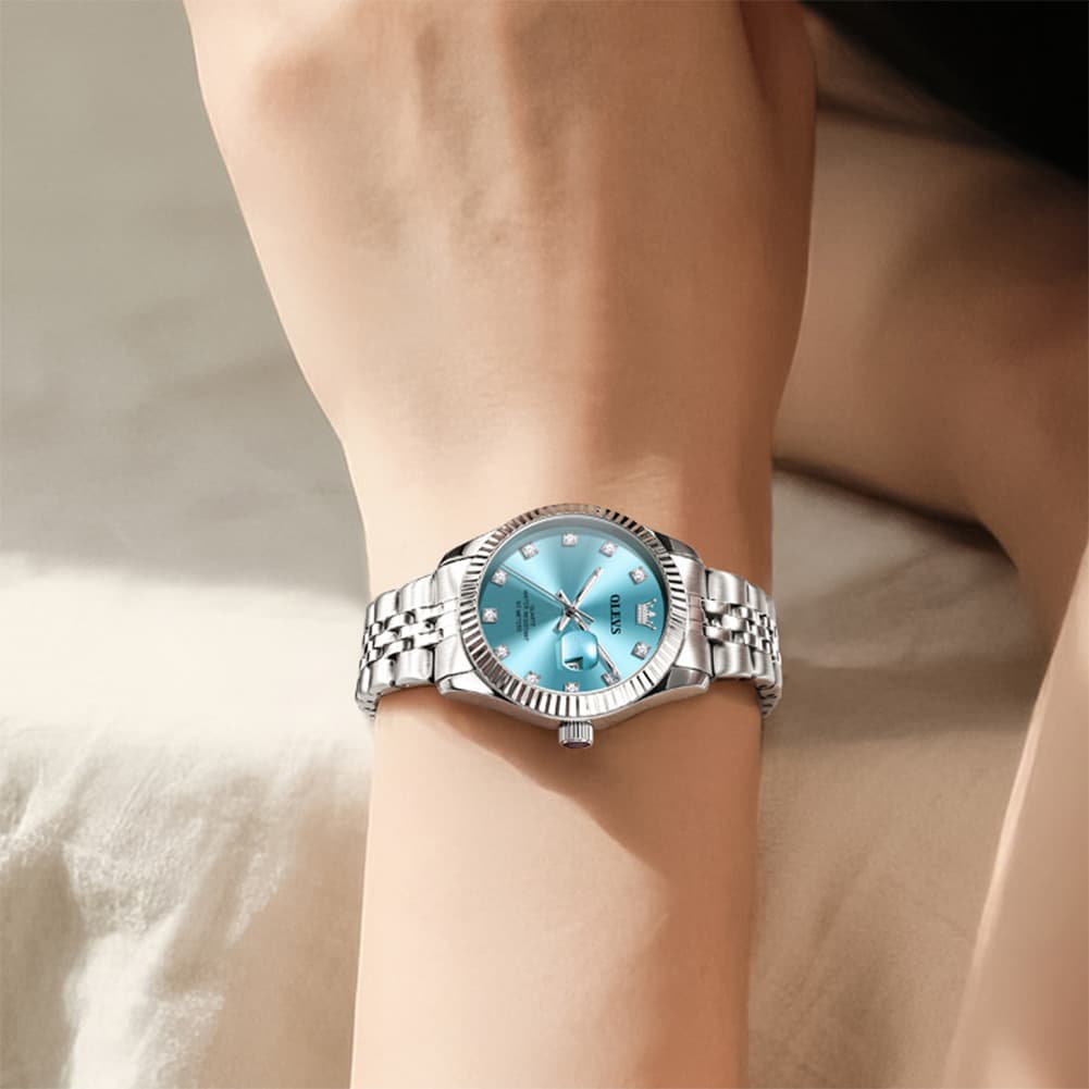 OLEVS 3705 Classic Luxury Fluted Bezel Quartz Watch for Women - Two-Tone Gold Watch | Olevs Watch Store