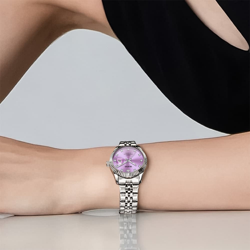 OLEVS 3705 Classic Luxury Fluted Bezel Quartz Watch for Women - Two-Tone Gold Watch | Olevs Watch Store