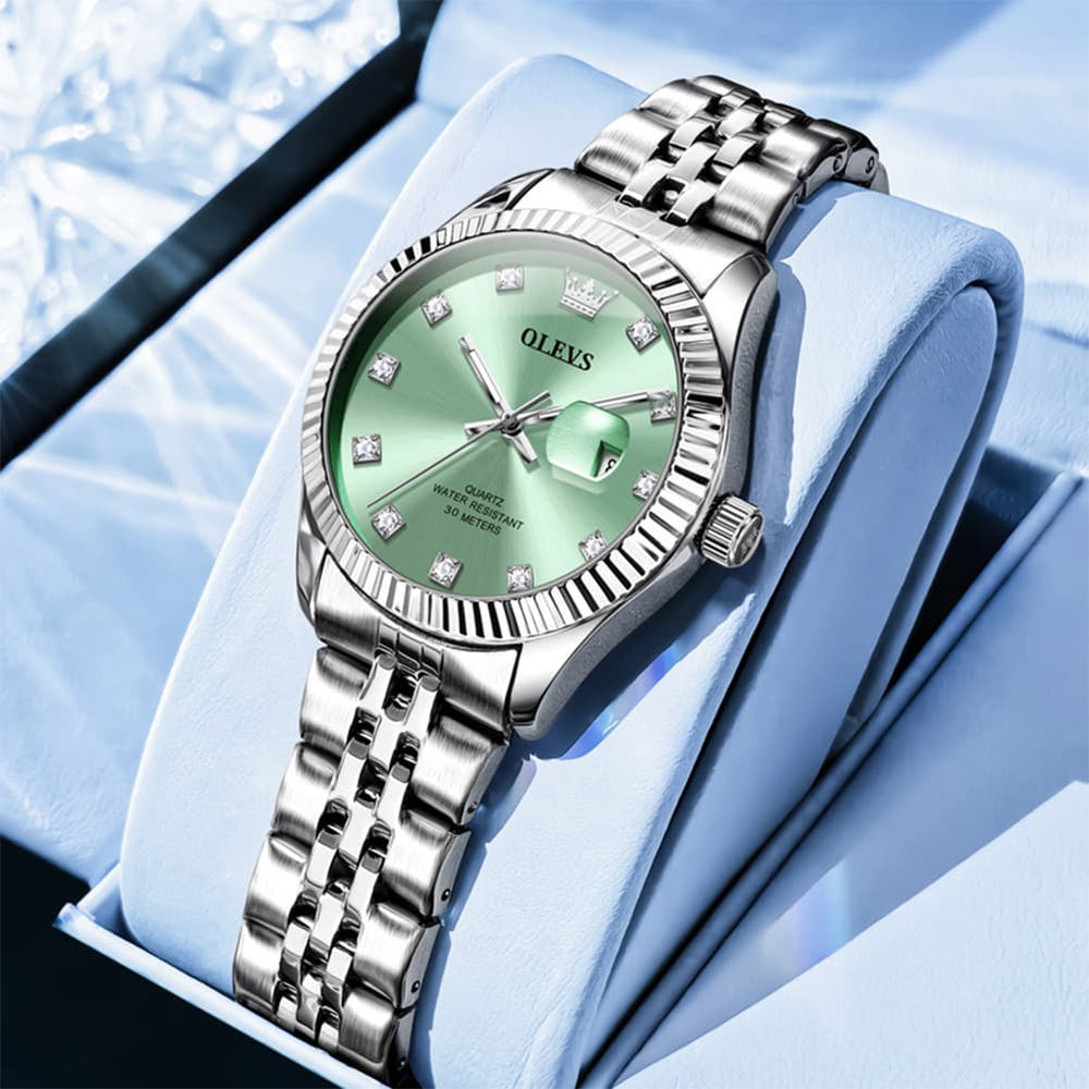 OLEVS 3705 Classic Luxury Fluted Bezel Quartz Watch for Women - Two-Tone Gold Watch | Olevs Watch Store