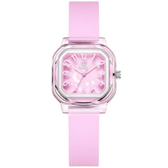 OLEVS 3711 Dreamy Moon Star Transparent Silicone Womens Student Watch - Gentle Pink Watch | Olevs Watch Store