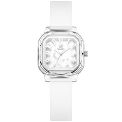 OLEVS 3711 Dreamy Moon Star Transparent Silicone Womens Student Watch - Pure White Watch | Olevs Watch Store