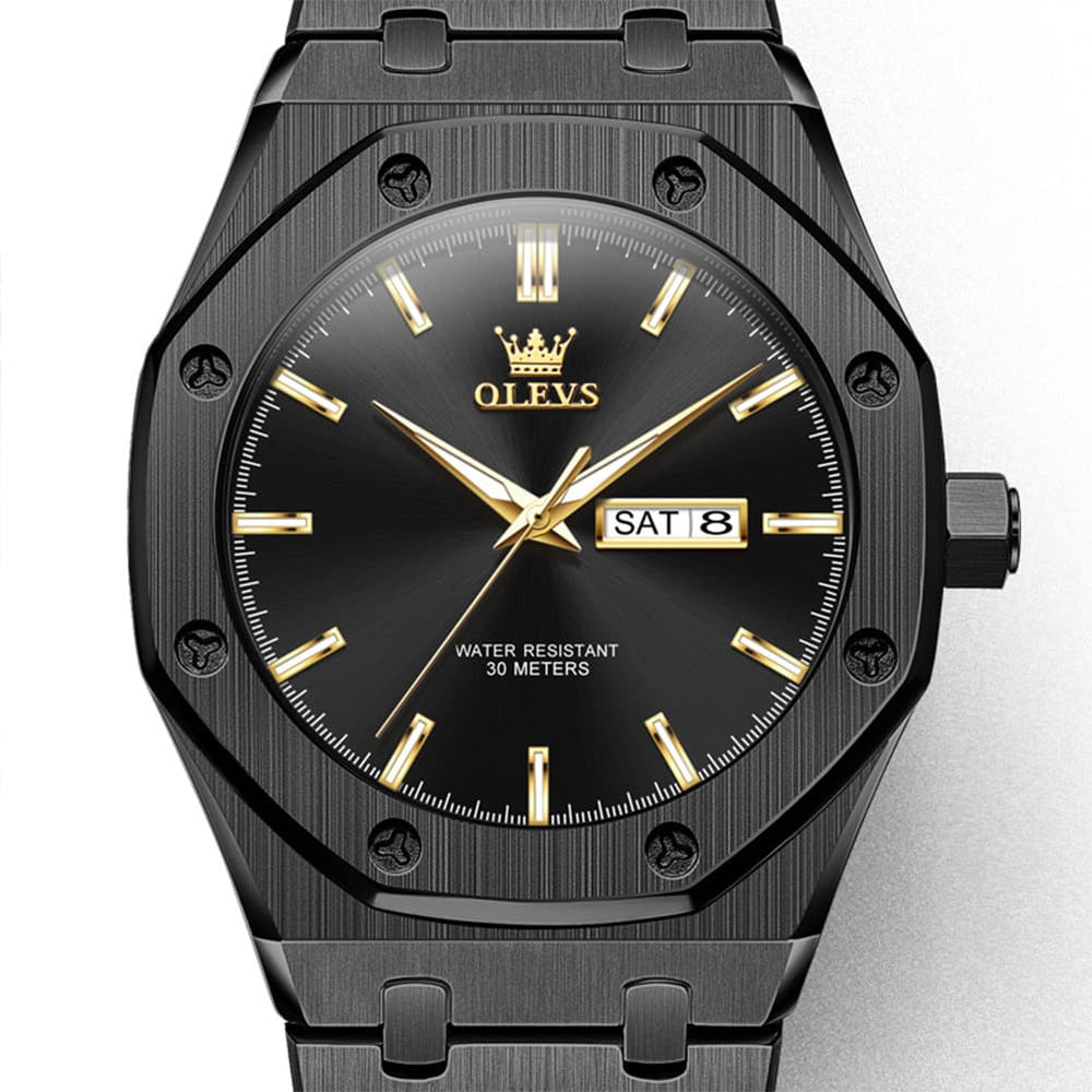 OLEVS 3726 Octagonal Luminous Quartz Watch for Men - Silver Grey Watch | Olevs Watch Store