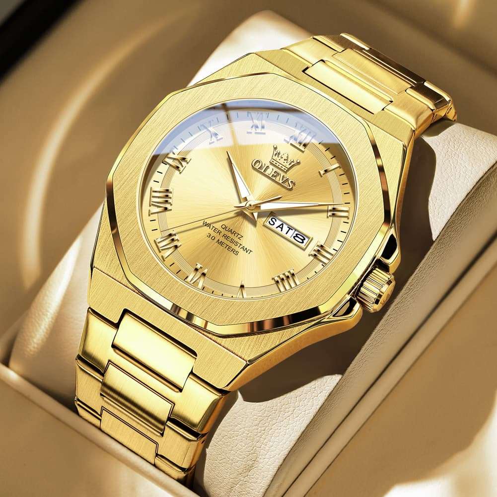 OLEVS 3727 Geometric Luminous Quartz Watch for Men