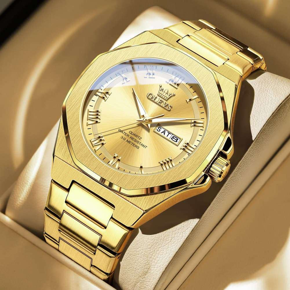 OLEVS 3727 Geometric Luminous Quartz Watch for Men