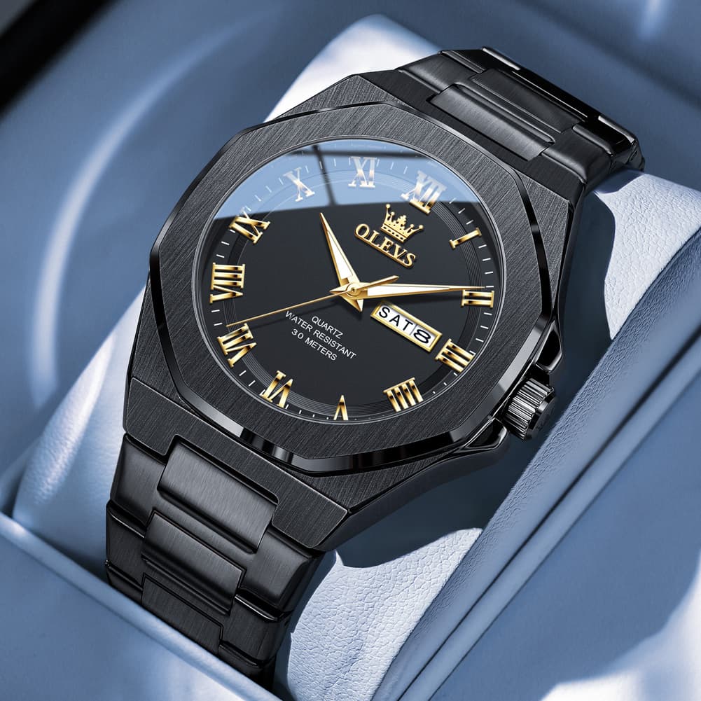 OLEVS 3727 Geometric Luminous Quartz Watch for Men - Gold Watch | Olevs Watch Store