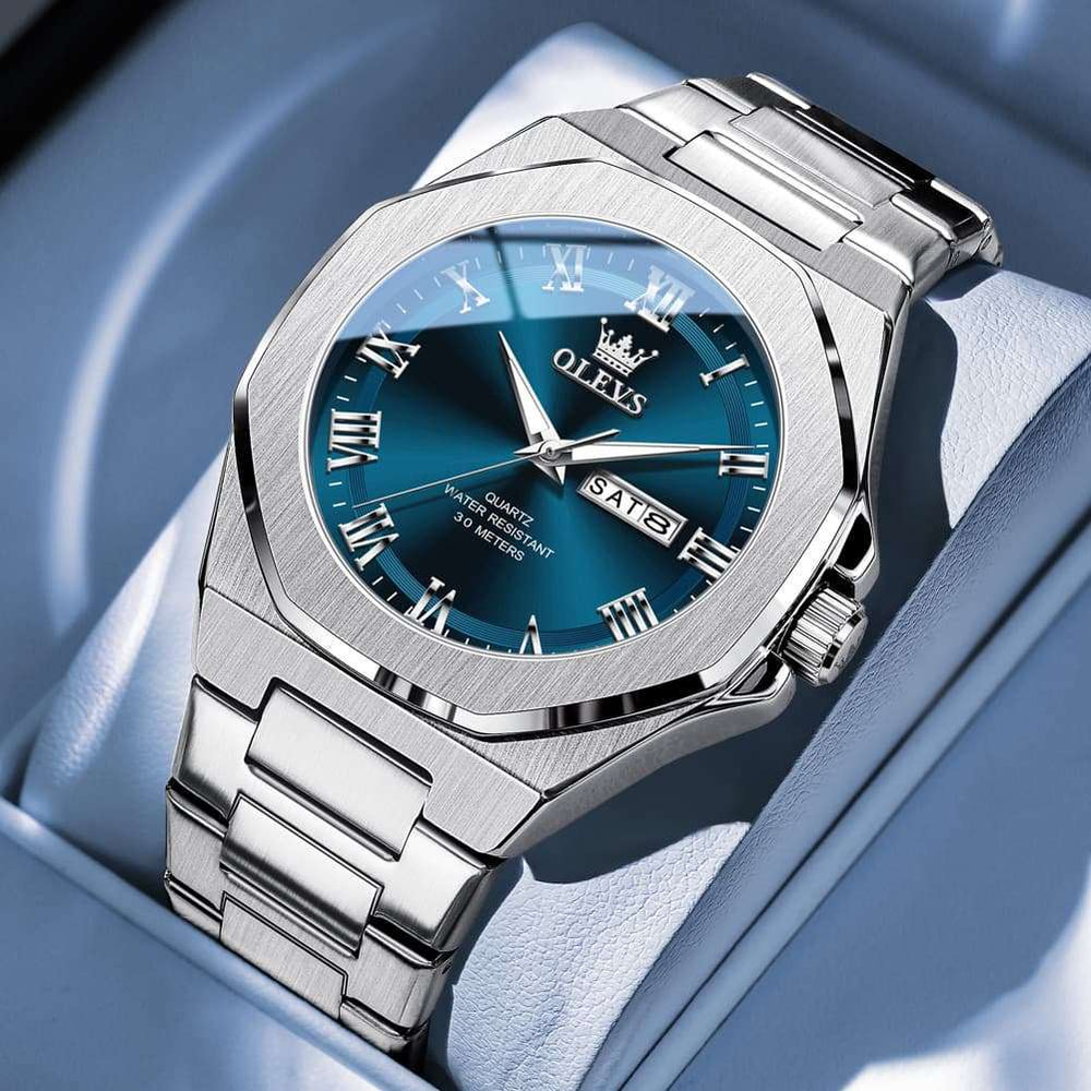 OLEVS 3727 Geometric Luminous Quartz Watch for Men