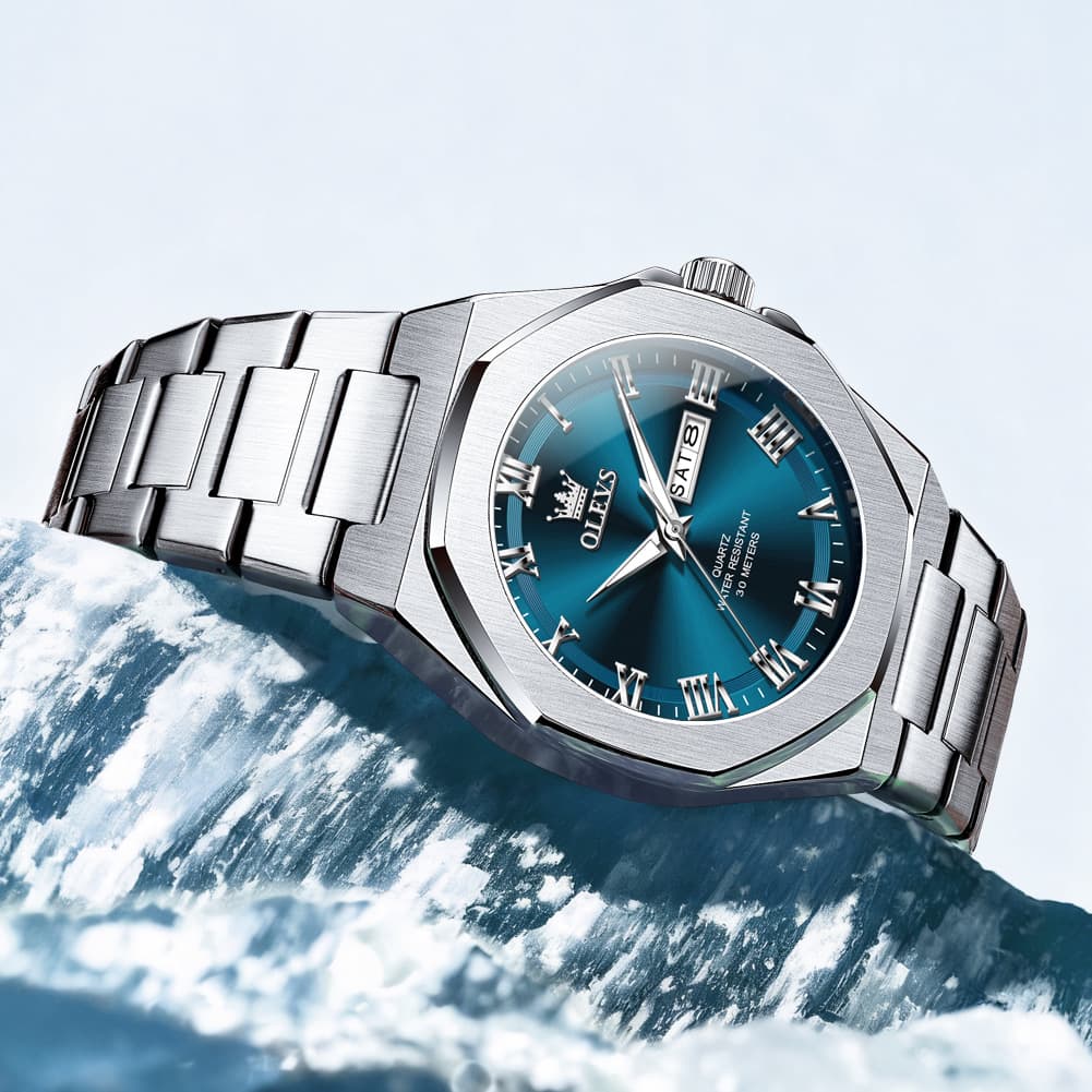 OLEVS 3727 Geometric Luminous Quartz Watch for Men - Gold Watch | Olevs Watch Store