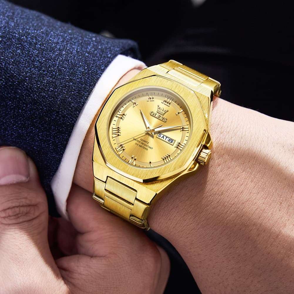 OLEVS 3727 Geometric Luminous Quartz Watch for Men
