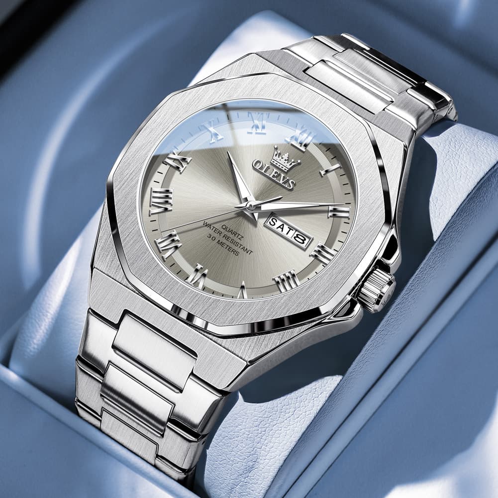 OLEVS 3727 Geometric Luminous Quartz Watch for Men - Gold Watch | Olevs Watch Store