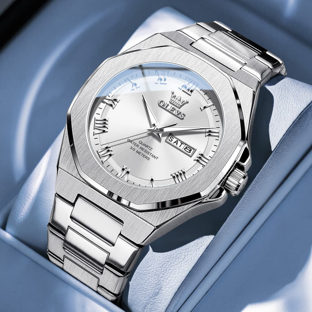 OLEVS 3727 Geometric Luminous Quartz Watch for Men - Gold Watch | Olevs Watch Store