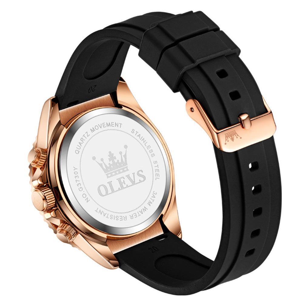 quartz caseback silicone strap and pin buckle - OLEVS 3730