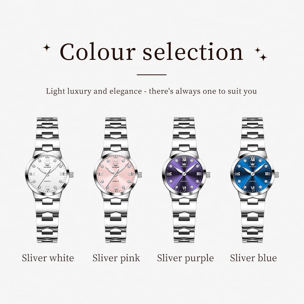 OLEVS 3735 Elegant Small Dial Luminous Quartz Watch for Women - Silver Blue Watch | Olevs Watch Store