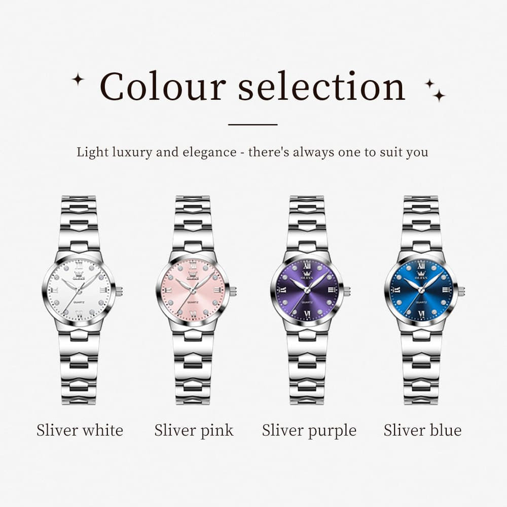 OLEVS 3735 Elegant Small Dial Luminous Quartz Watch for Women - Silver Blue Watch | Olevs Watch Store