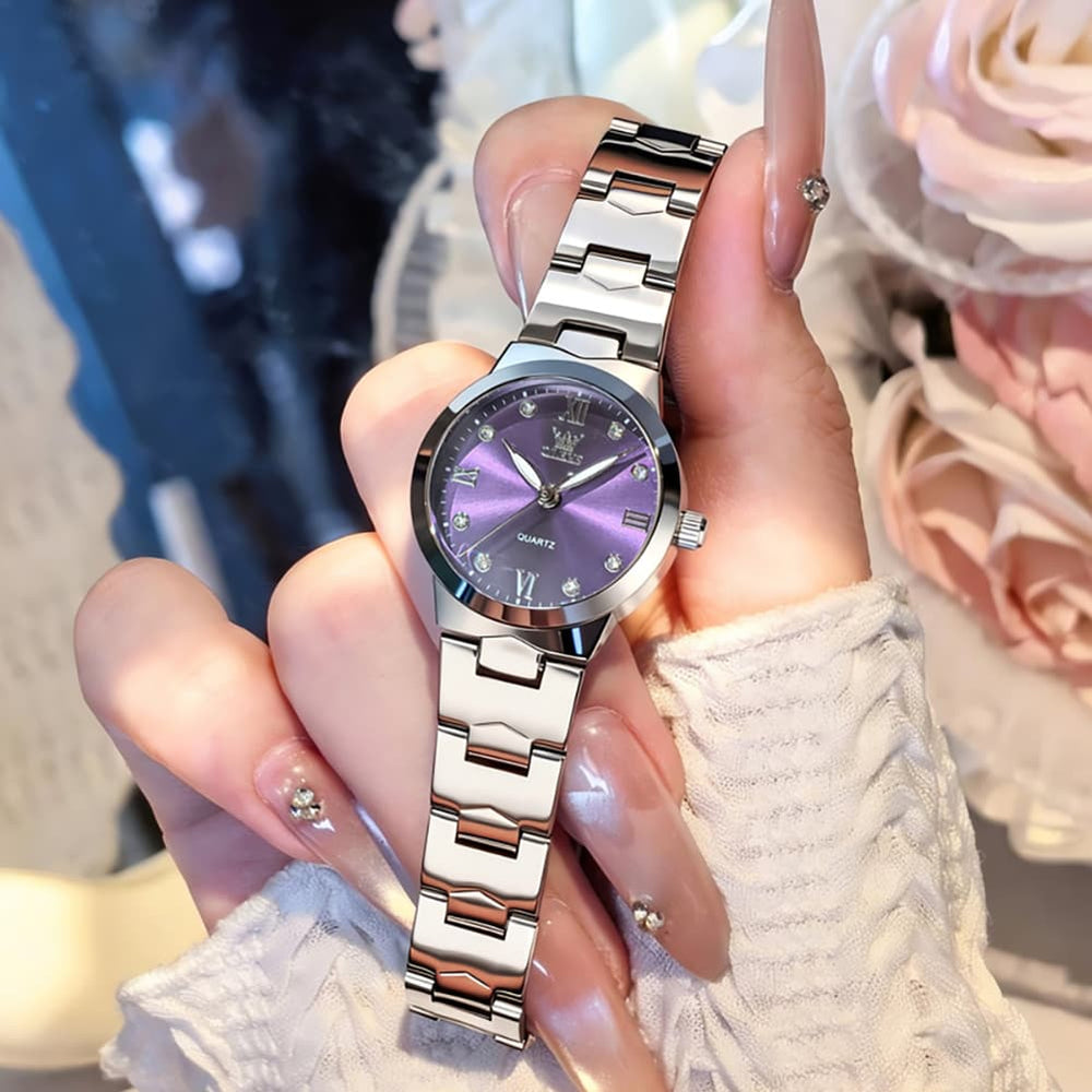 OLEVS 3735 Elegant Small Dial Luminous Quartz Watch for Women - Silver Blue Watch | Olevs Watch Store
