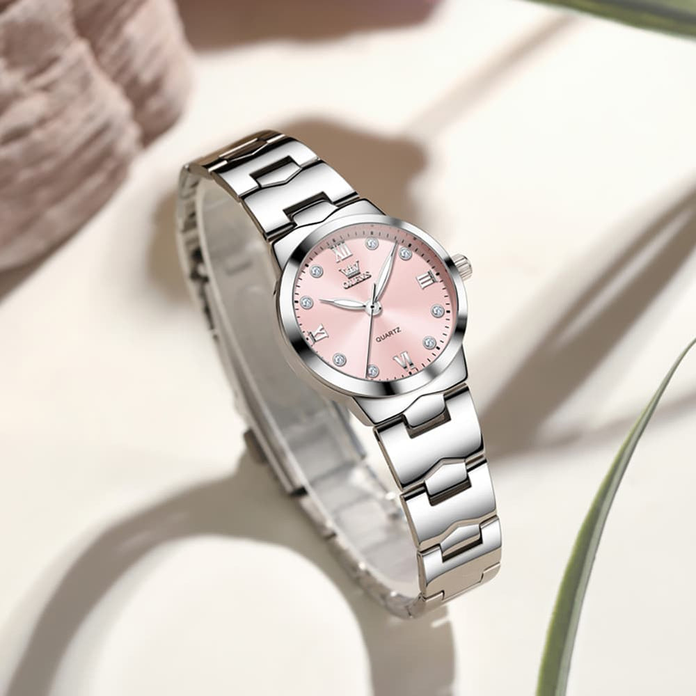 OLEVS 3735 Elegant Small Dial Luminous Quartz Watch for Women - Silver Blue Watch | Olevs Watch Store