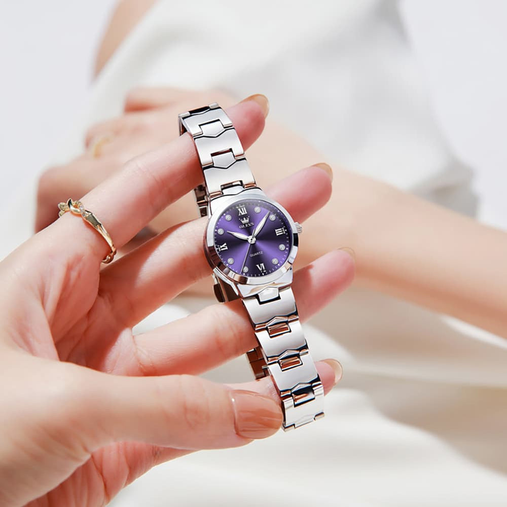 OLEVS 3735 Elegant Small Dial Luminous Quartz Watch for Women - Silver Blue Watch | Olevs Watch Store