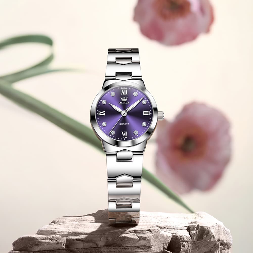 OLEVS 3735 Elegant Small Dial Luminous Quartz Watch for Women - Silver Blue Watch | Olevs Watch Store