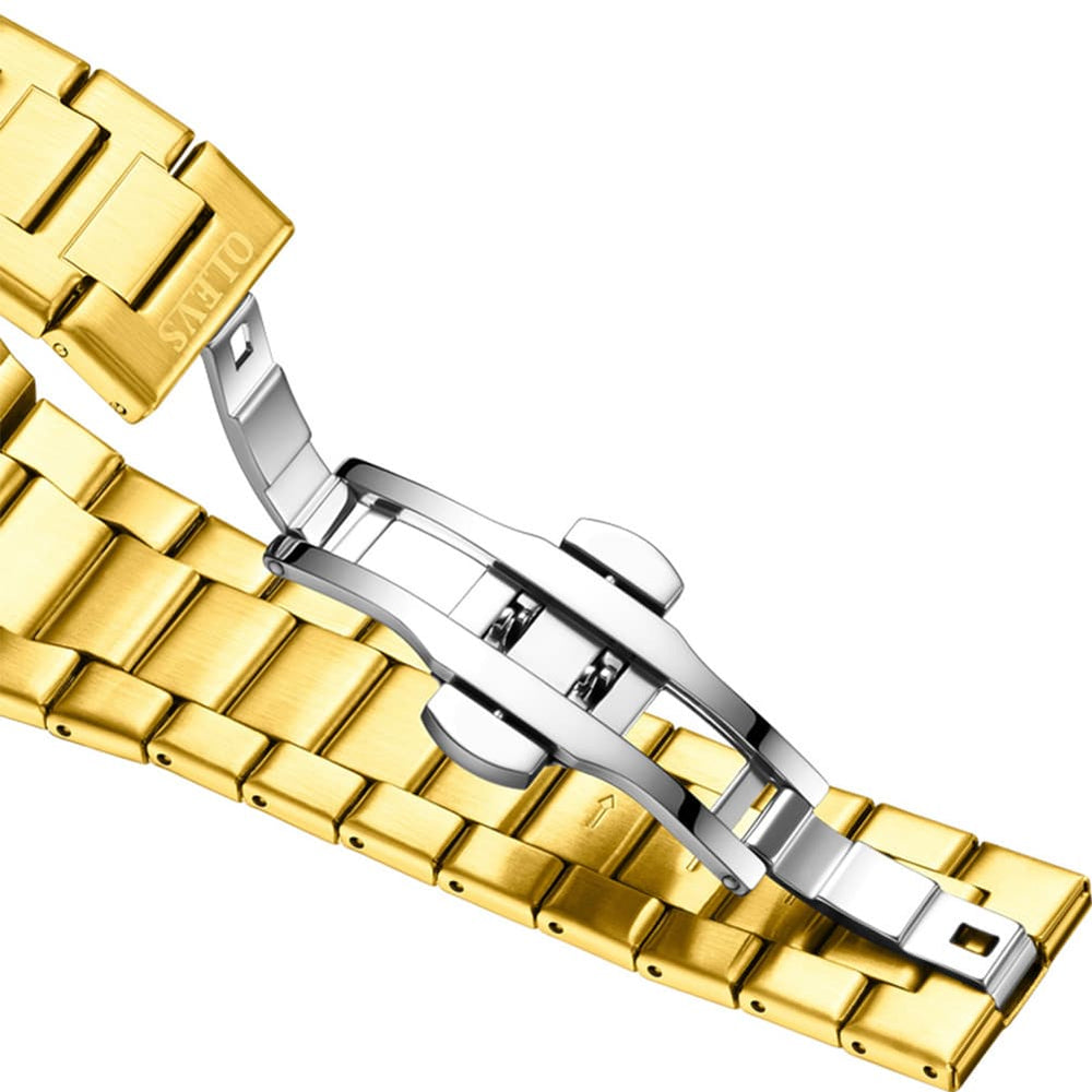 OLEVS 3736 Polygonal Diamond Quartz Watch for Men - Gold Watch | Olevs Watch Store