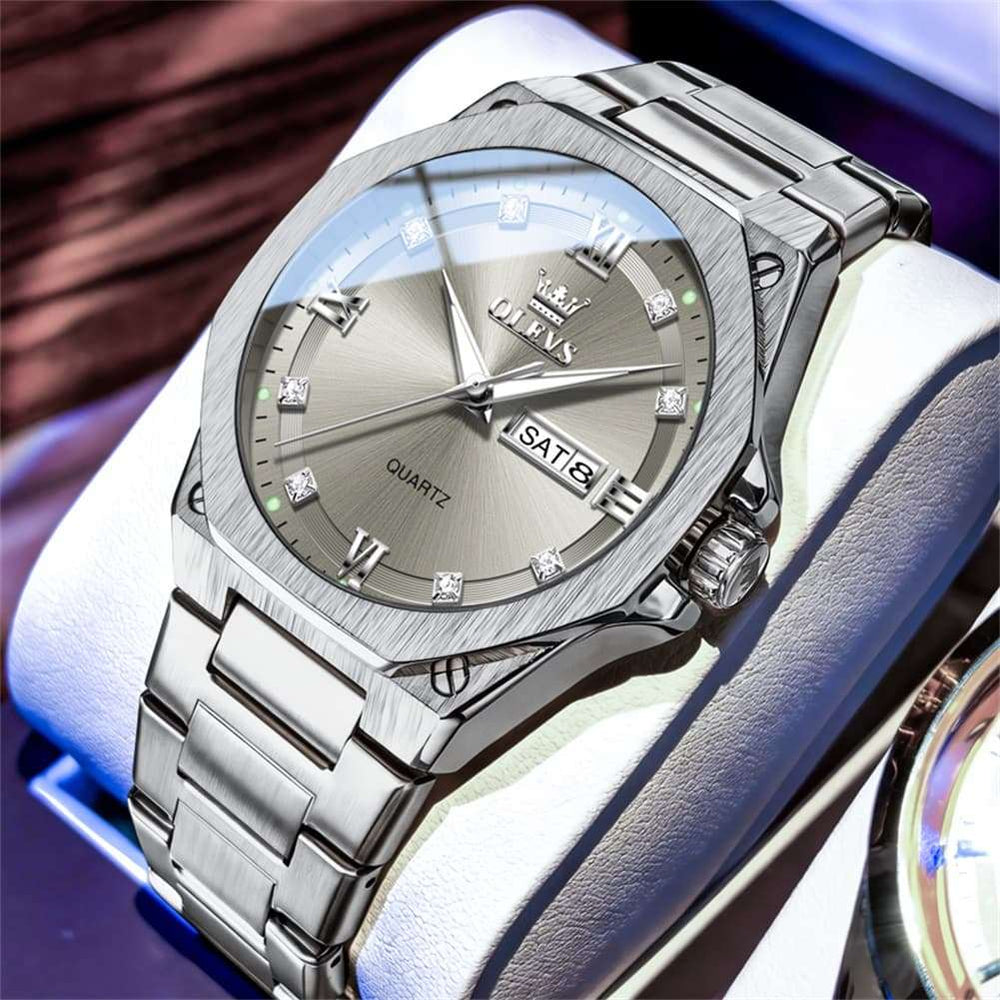 OLEVS 3736 Polygonal Diamond Quartz Watch for Men