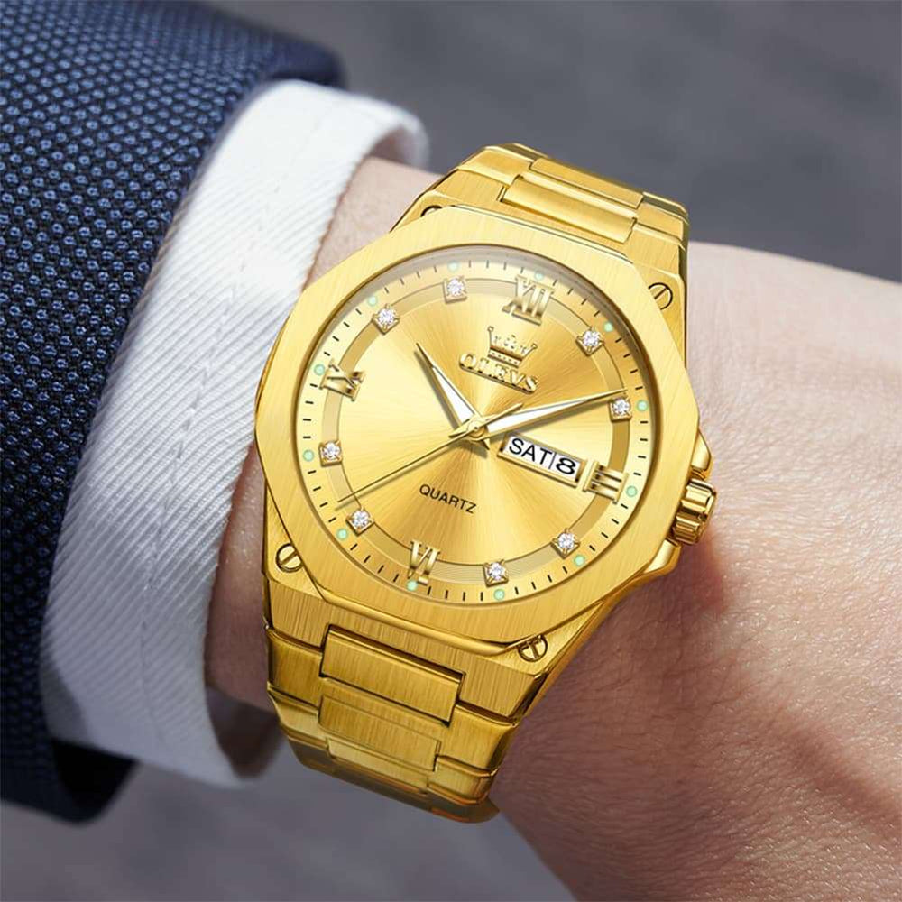 OLEVS 3736 Polygonal Diamond Quartz Watch for Men