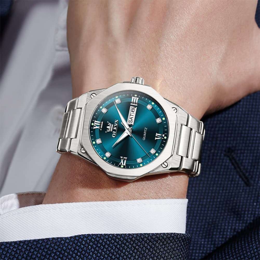 OLEVS 3736 Polygonal Diamond Quartz Watch for Men