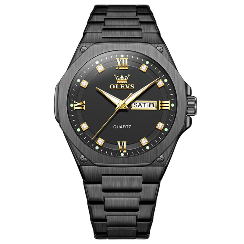 OLEVS 3736 Polygonal Diamond Quartz Watch for Men - Gold Watch | Olevs Watch Store