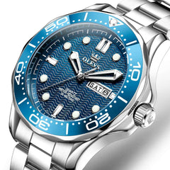 OLEVS 3738 Wave Dial Dive Style Quartz Watch for Men