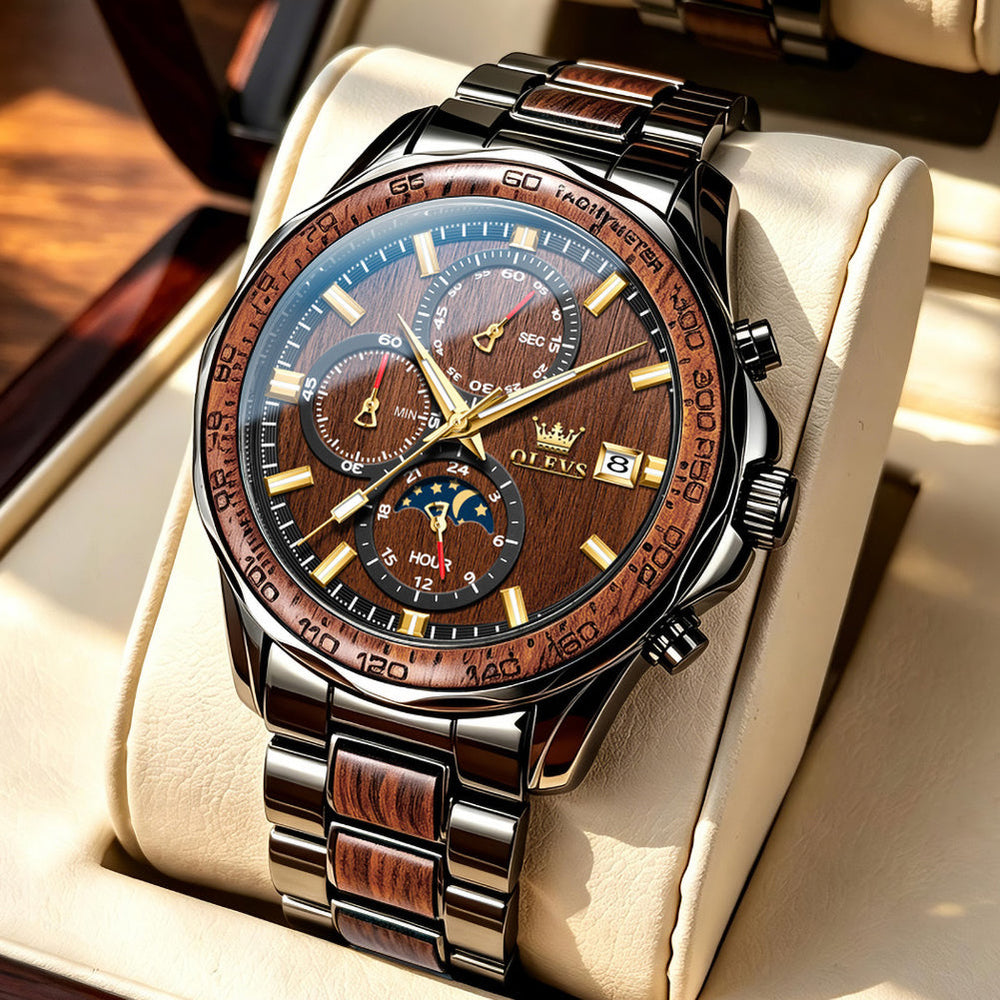 Rosewood Brown bracelet and case styling - OLEVS 3750