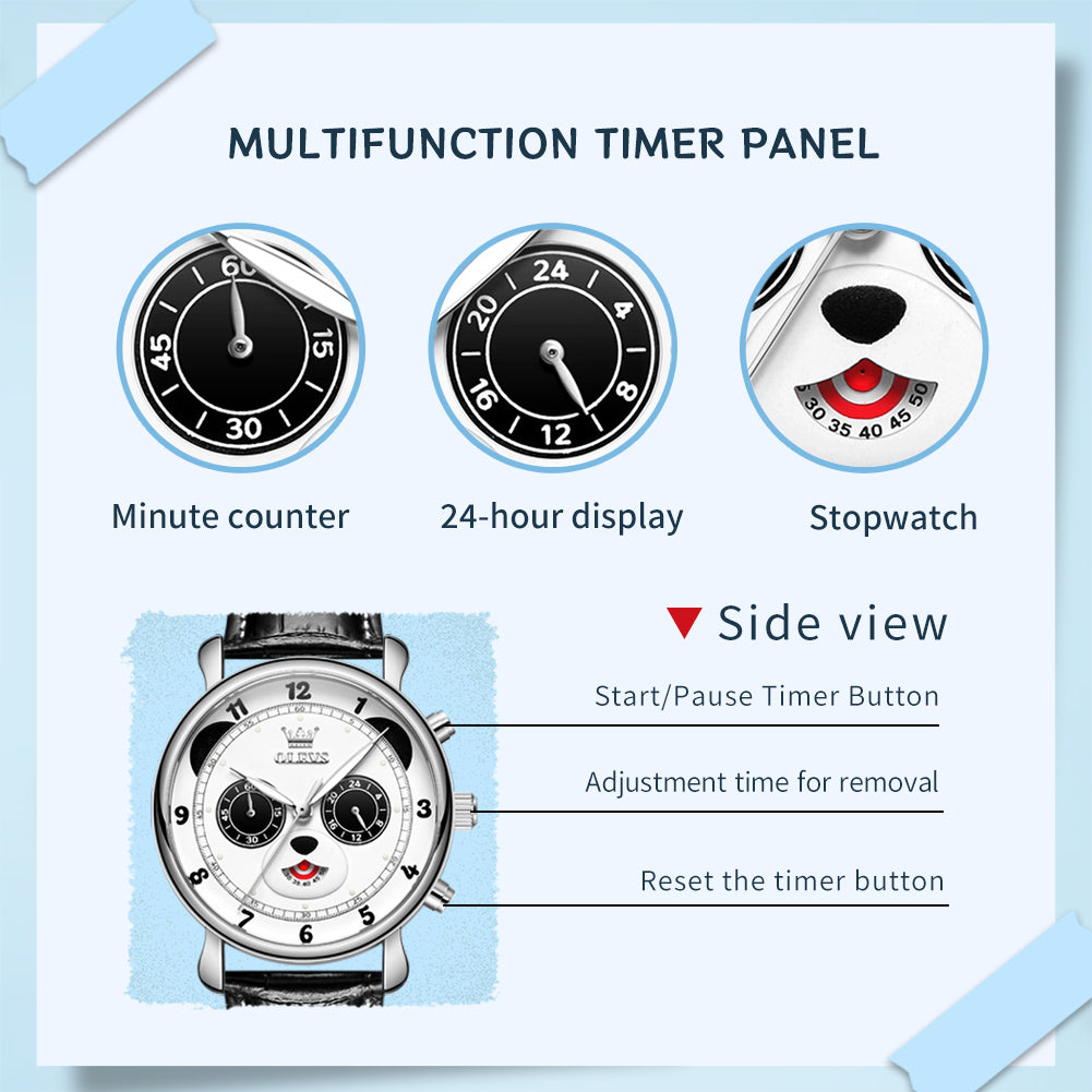 panda dial chronograph gift watch - OLEVS 3753