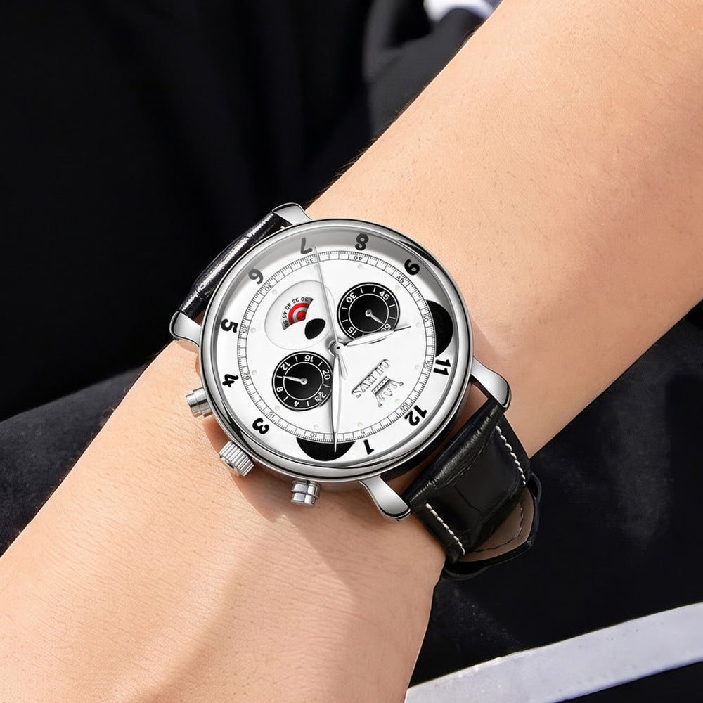 white dial watch worn on wrist - OLEVS 3753