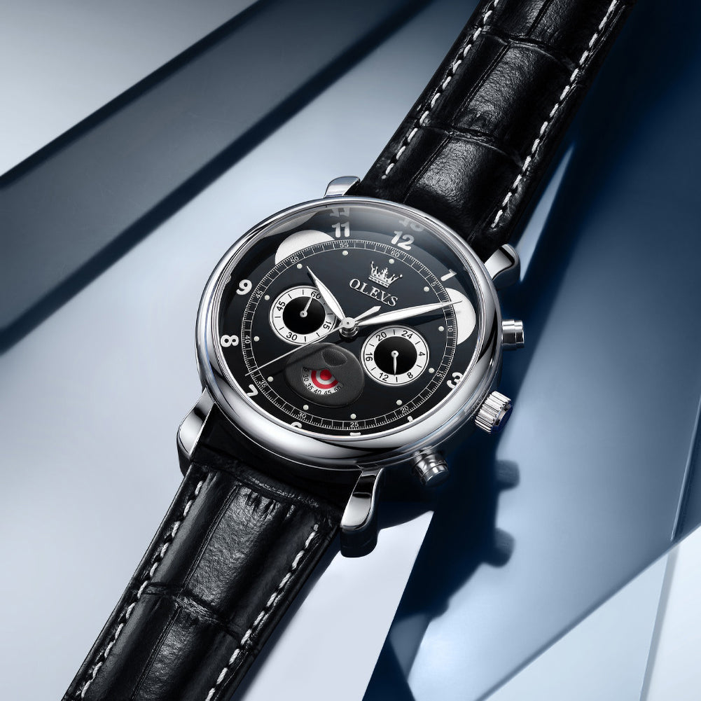 white dial quartz chronograph detail - OLEVS 3753